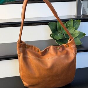 Furla Italy genuine leather shoulder bag caramel brown luxury hobo purse